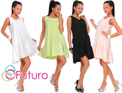 Asymmetrisch übergroßes geriffeltes Damenkleid ärmellose Tunika Einheitsgröße 8-14 FT2023