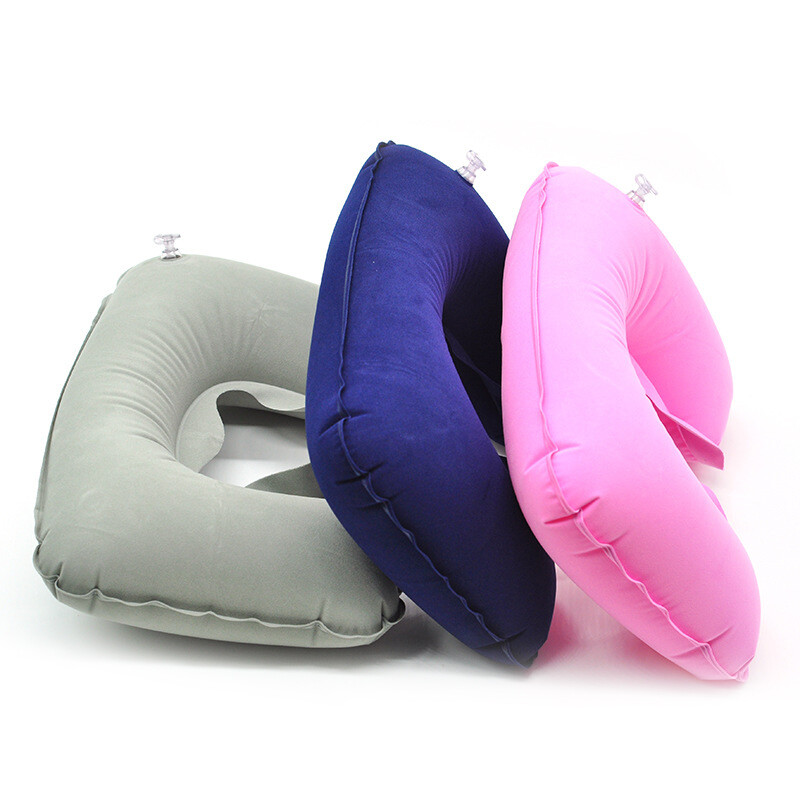 Inflatable Neck Pillow Small U Shaped Car Head Pillows Flocking for Car