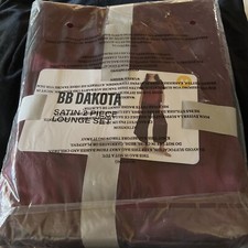 BB Dakota Burgundy 2 Piece Satin Lounge Set W/Side Slits Size M