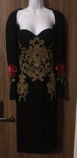 DOLCE & GABBANA Embroidered Black Dress - UK 16/IT 48 - £8500