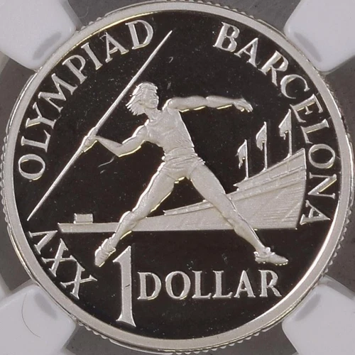 AUSTRALIA. 1992, 1 Dollar, Silver - NGC PF69 - Top Pop 🥇 Barcelona, Javelin P&R