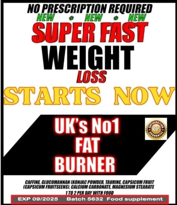 EZE HEALTH FAT BURNERS NO 1 WEIGHT LOSS PILLS SLIMMING STRONG DIET 3 x 60 TABLETS