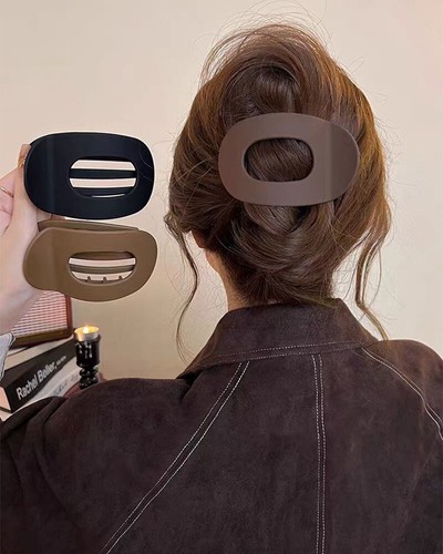 Flat Hair Claw Clips Round Strong Hold Simple Accessories Lay Down Women Girls - Picture 12 of 20