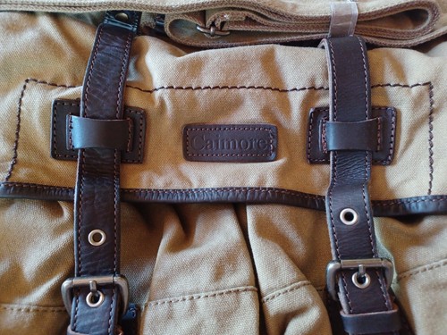 Bolsa de pesca estilo mensajero Caimore cuero y lona con revestimiento - Imagen 2 de 6