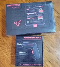14 Piece Tool Kit PLUS Cordless Screwdriver By Precision Tools Max