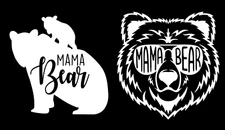 Mama Bear & Family 2 Pack of 5" White Decals Car Truck Windows Camper RV Tablet