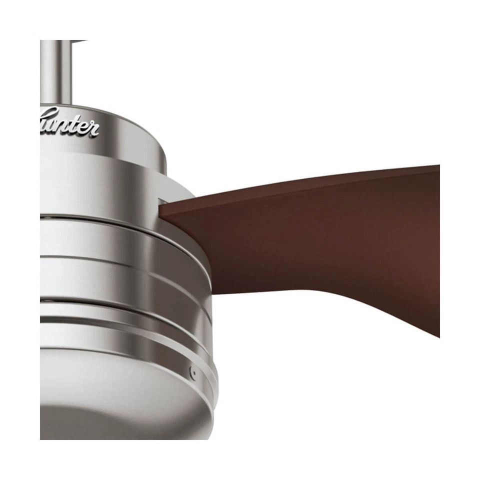 Ceiling Fan Living Room Fan With Wall Switch Hunter Flight 132 CM Nickel - Image 3 of 4