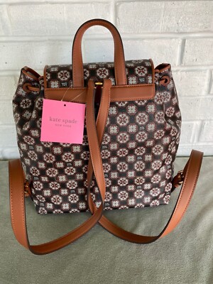 NWT Kate Spade 'Spade Flower Monogram Mia Flap Backpack' MSRP $348 NEW With Tags