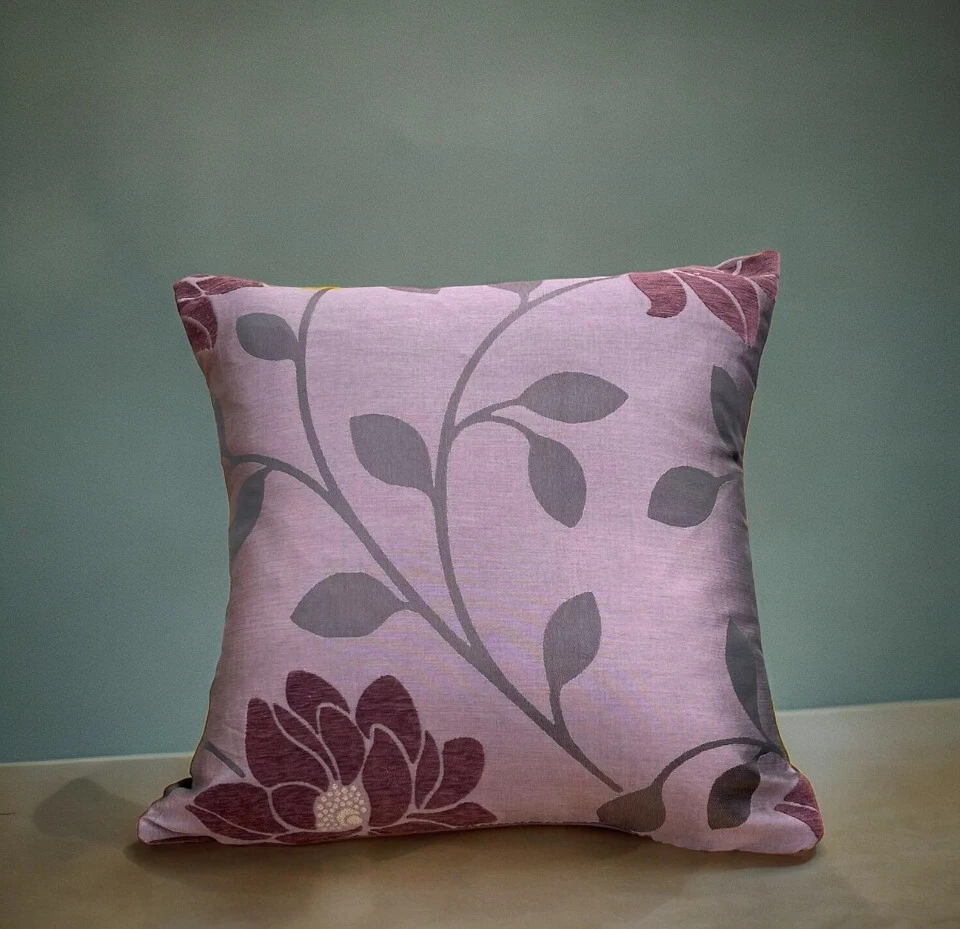 Purple Cushion Covers SET OF 4 Flower Shiny Silver Pistil 18x18" 45cm Zipped - Image 4 of 4