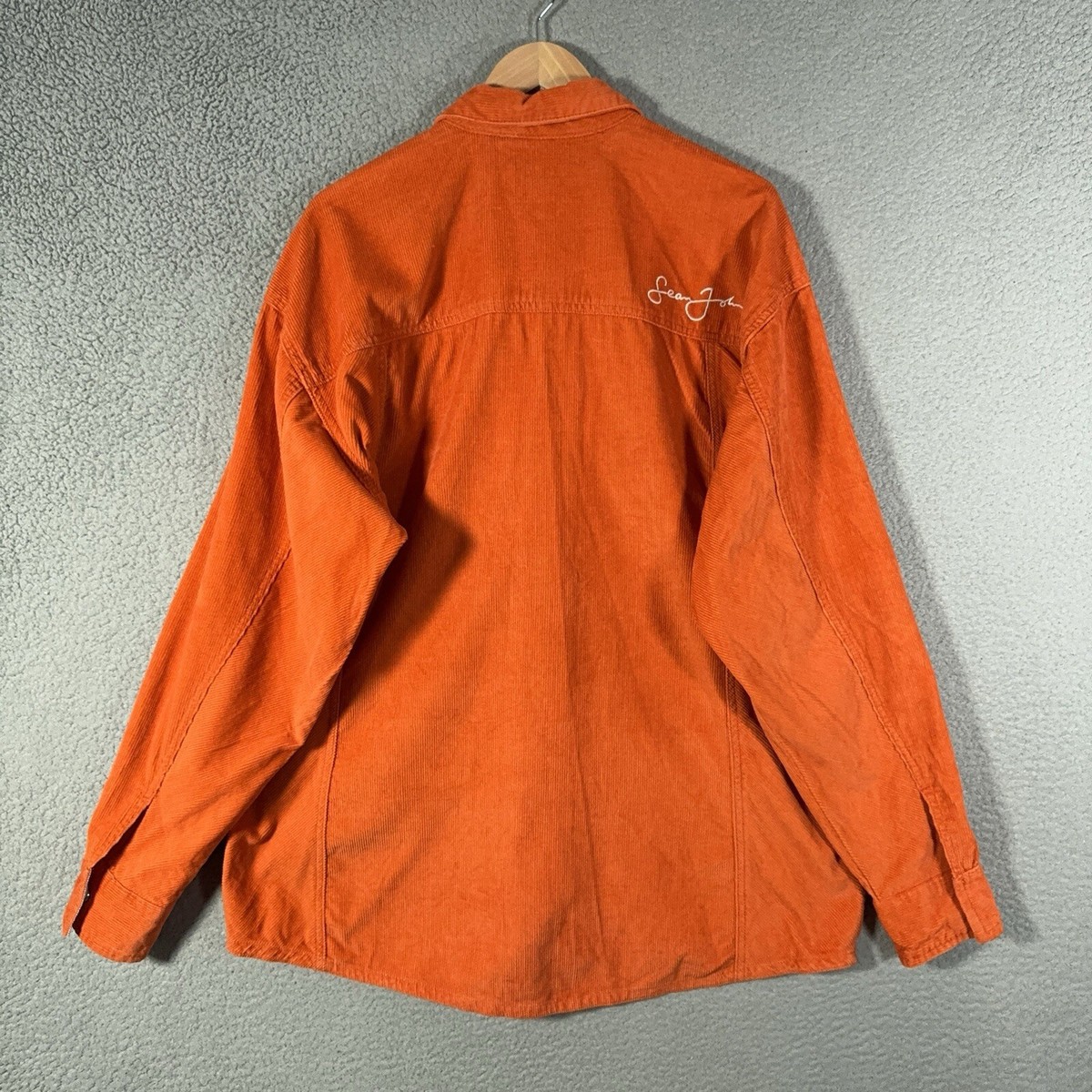 Vintage Sean John Jacket Men XL Orange Corduroy Full Zip Shacket