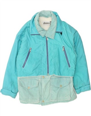 NORDICA wattierte Herrenjacke mit Kapuze IT 50 Large türkis Colourblock Baumwolle UW13