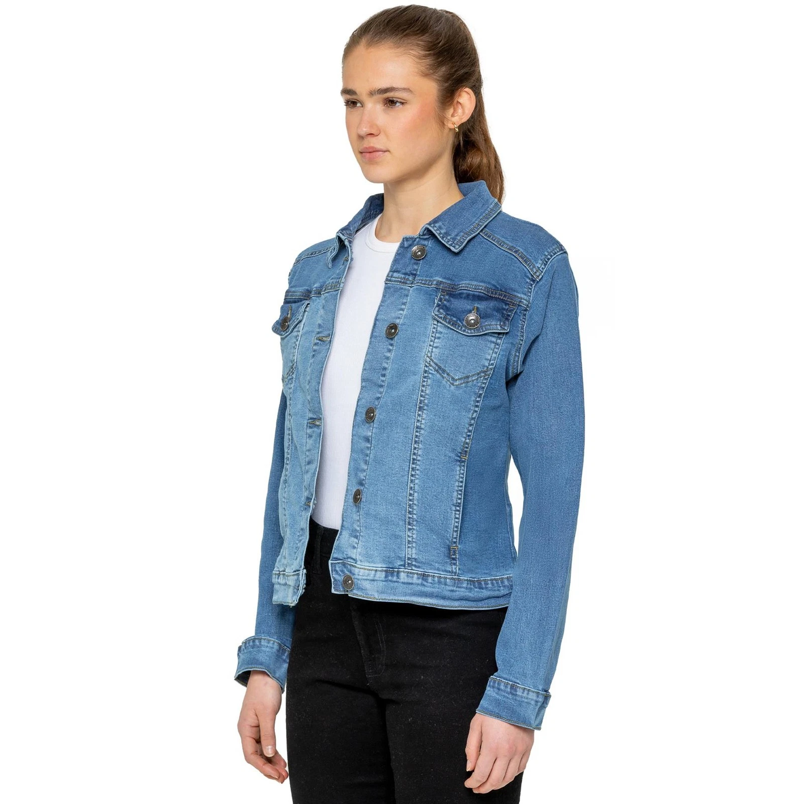 Enzo Womens Denim Jacket Ladies Stretch Casual Button Up Classic Jeans Coat UK
Opens in a new window