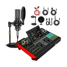 Podcast Equipment Bundle with Live Sound Card Audio Mixer, 3.5mm Condenser Mi...