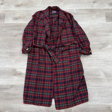 Vintage 60s Pendleton Robe Men's Medium Red Shadow Tartan Plaid 100 Wool Belted