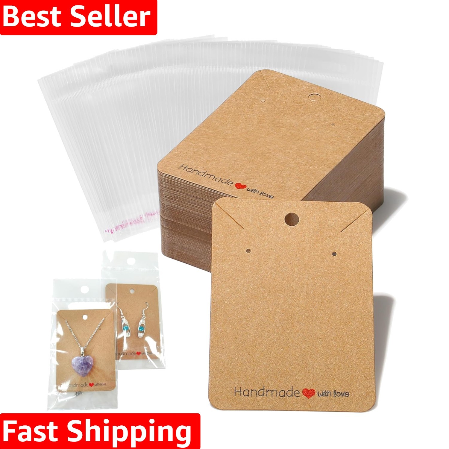 Versatile Earring Cards for Jewelry Display – 100 Pcs with Packaging Bags