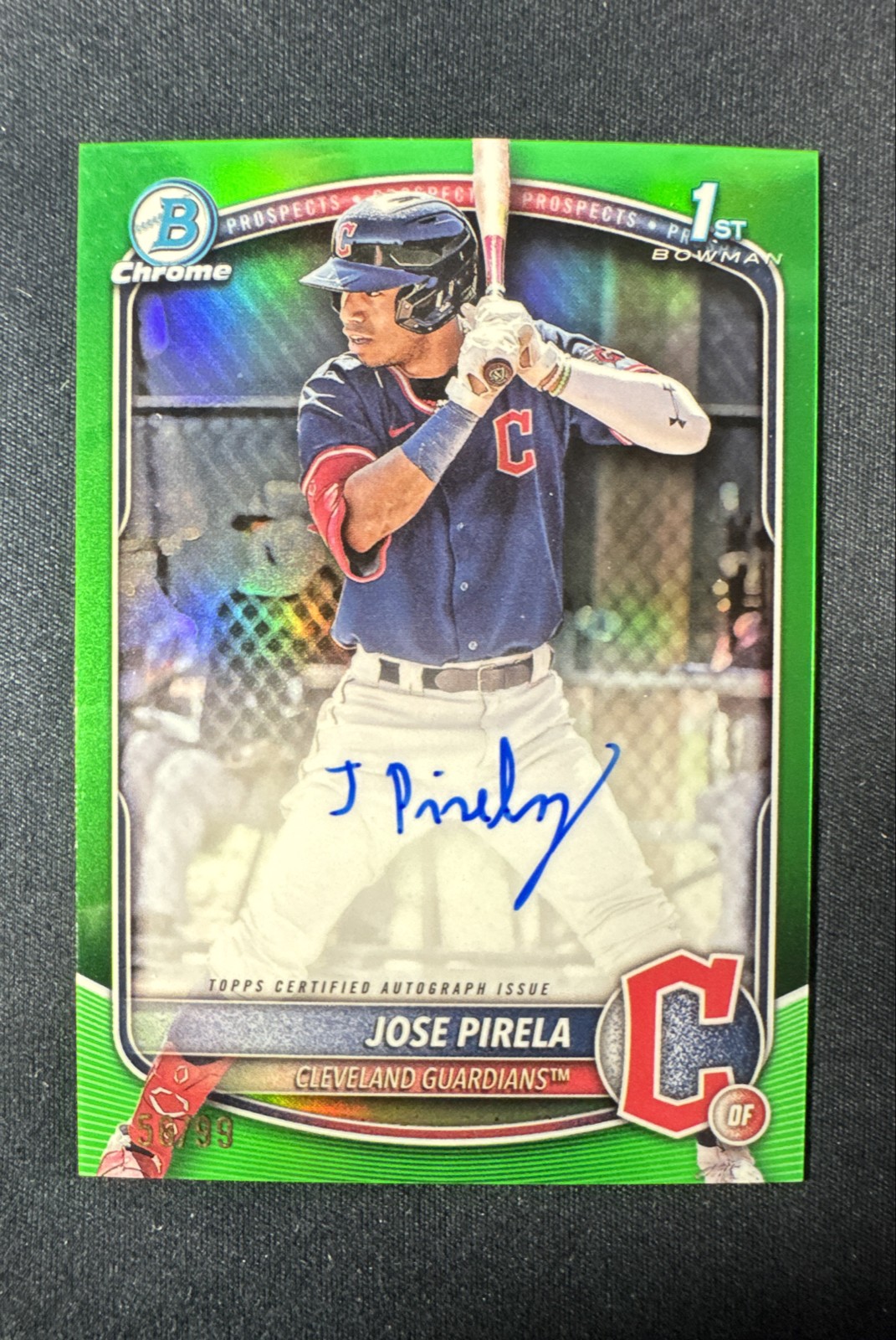 2025 Bowman - Chrome Prospect Autographs Jose Pirela #CPA-JP Green Refractor /99