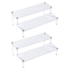 2 Pack 2-Tier Clear Acrylic Display Stand Display Shelf for Dessert Jewels Fi...