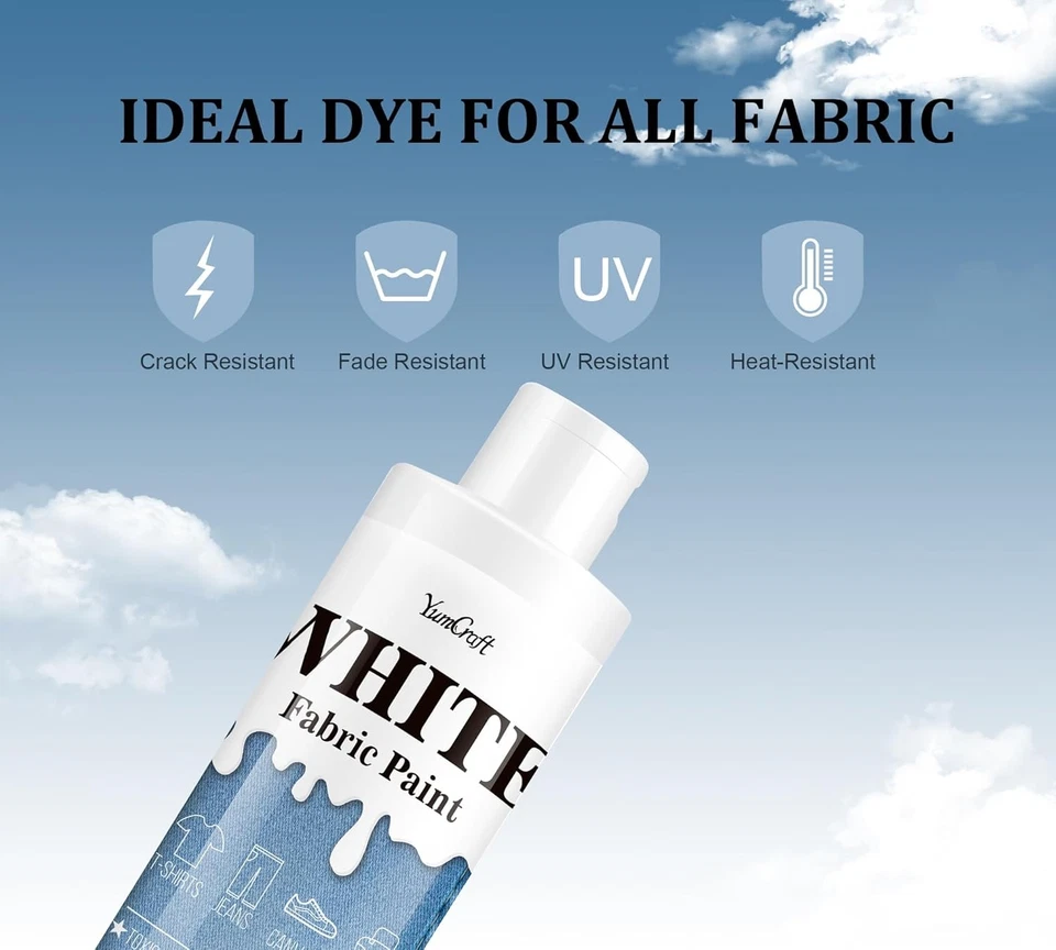 Fabric Paint White, 8.5Oz Fabric Paint for Clothes Permanent, Fabricoat Textile - Image 4 of 4
