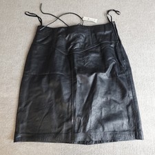 Vintage Express Womens Skirt 13 Black Solid Pencil Back Lace Leather NEW Y2K