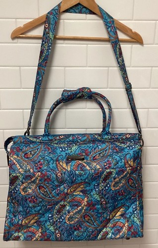 Cynthia Rowley Luggage Overnight Weekend Quilted Travel Bag Blue Paisley Lg Tote