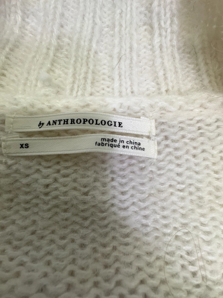 Suéter Anthropologie Mujer Xs Cárdigan Burbuja Mezcla Lana Acrílico Tejido Crop Blanco Foto 2 de 4