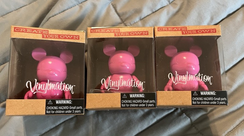 Lot Of Three 3” Create Your Own Disney Vinylmation, Pink, Sealed In Box