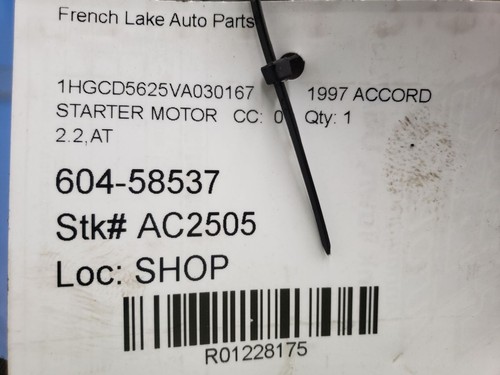 Starter Motor 2.2L AT Fits 96-97 ACCORD 1228175 - Picture 7 of 12