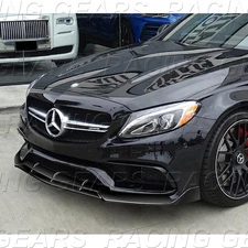 PAINTED BLACK FRONT BUMPER LIP BODY SPOILER FIT 15-21 MERCEDES-BENZ C63 AMG W205