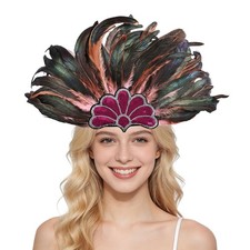 Women's Carnival Feather Headpiece Sequin Headdress Gjwts-yx-pink