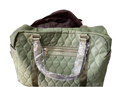 Bella Russo 18  Weekender Quilted Duffel Bag Green With Dust Bag New With Tags