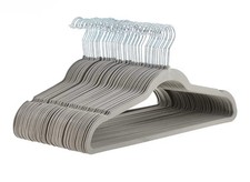 Amazon Basics Slim, Velvet, Non-Slip Suit Clothes Hangers, Pack of 30, Grey