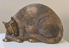 Cat Figurine Metallic Look Kitty Copper Decor Marsha McCarthy 5.5" X 3.5"