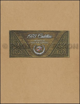 1978 Cadillac Optional Specifications Book 78 Deville Eldorado Seville Fleetwood