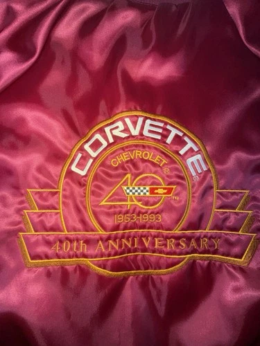 Vintage 90s Chevrolet Corvette 40th Anniversary Bomber Satin Jacket Medium image 3