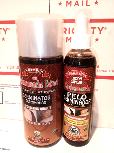 2 Pc CAPILAR lotion PREVENT HAIR LOSS & CACAHUANANCHE PELO GERMINADOR SHAMPO - Picture 2 of 4