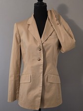 Anne Klein Women's Blazer Size 6 Tan Brown Cotton Trendy Casual Classic
