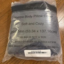 Reafort Ultra Soft Sherpa Body Pillow Cover Case 21"x54" with Zipper Closure