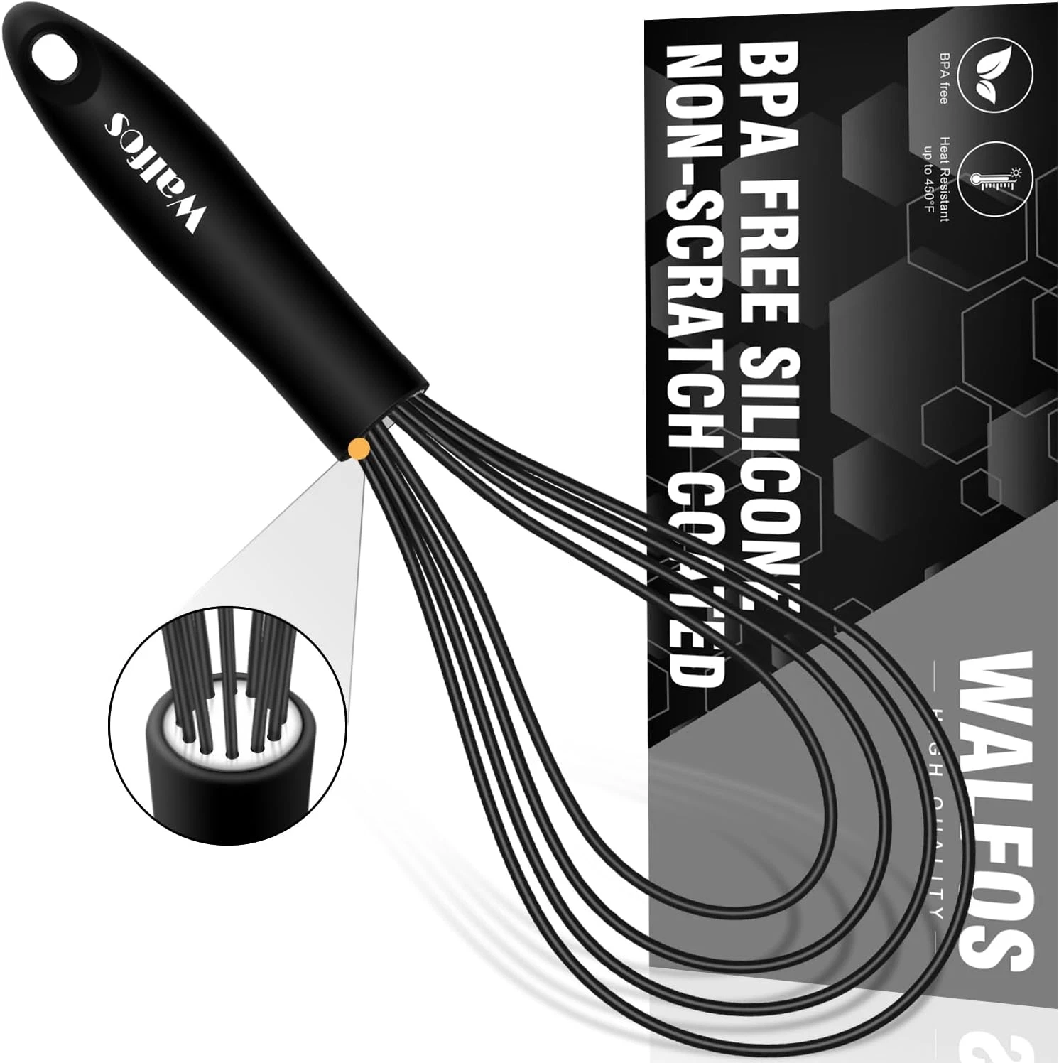 Silicone Flat Whisk,11Inch Flat Whisk Non Scratch Coated Flat Whisks for Cooking