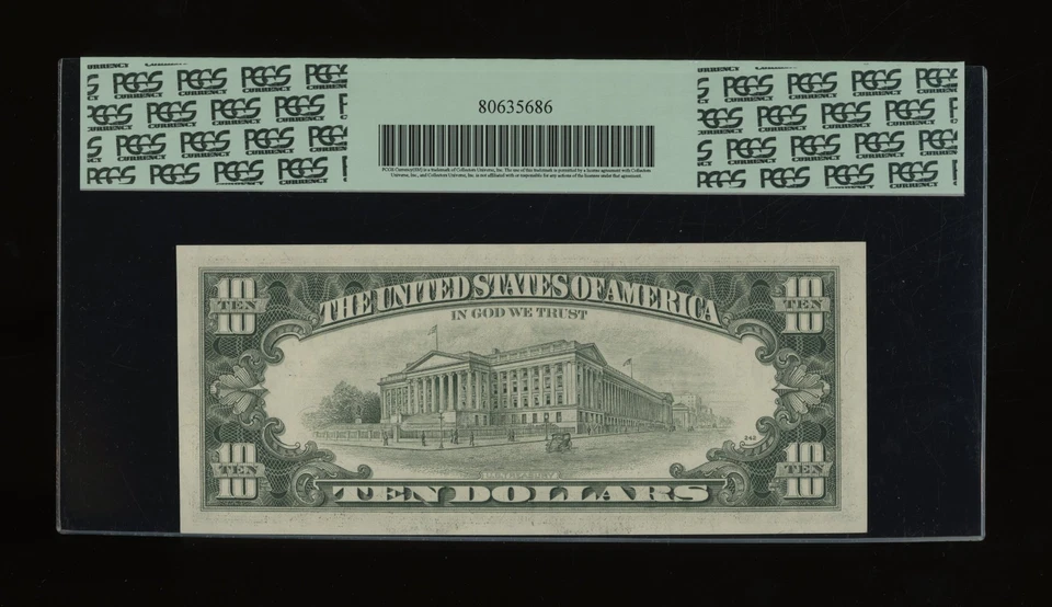 DBR 1985 $10 FRN San Francisco Gem Fr. 2027-L PCGS 65 PPQ Serial L05956517C - Image 2 of 2