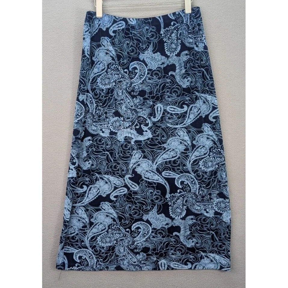 Falda Citiknits Para Mujer L Azul Paisley Pull On Y2K Retro Boho Elástica De Colección Foto 4 de 4