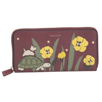 RADLEY London Midnight Wanderer Leather Zip Around Wallet Purse Burgundy Floral