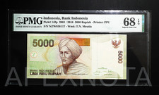 INDONESIA 5000 RUPIAH 2001 2016 P142 PMG 68 SUPERB GEM UNC EPQ ONLY 1 FINER