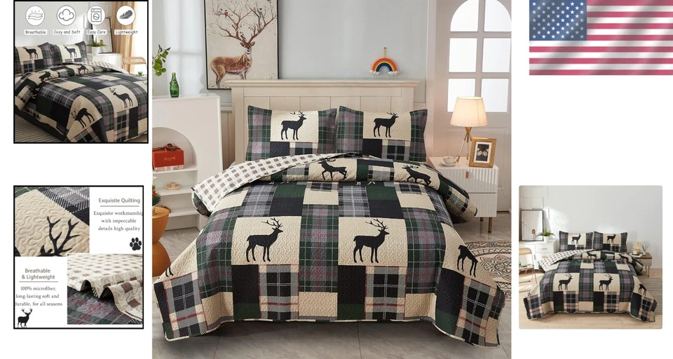 Rustic Lodge Bedspread King Size Set - Image 2 of 4
