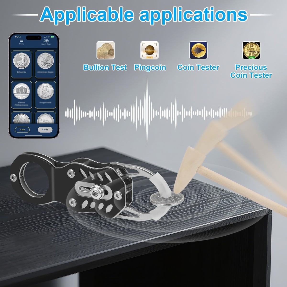 Pocket Coin Tester – Professionelles Münzprüf-Set Mit Resonanzfrequenz-Analyse, Messschieber & Software-Kompatibilität