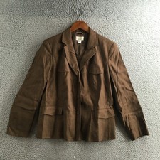 Talbots Blazer Womens 12 Petite Brown Button Front Long Sleeve Lightweight