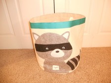 3 Sprouts Canvas Storage Bin Laundry and Toy Basket for Baby and Kids Racoon