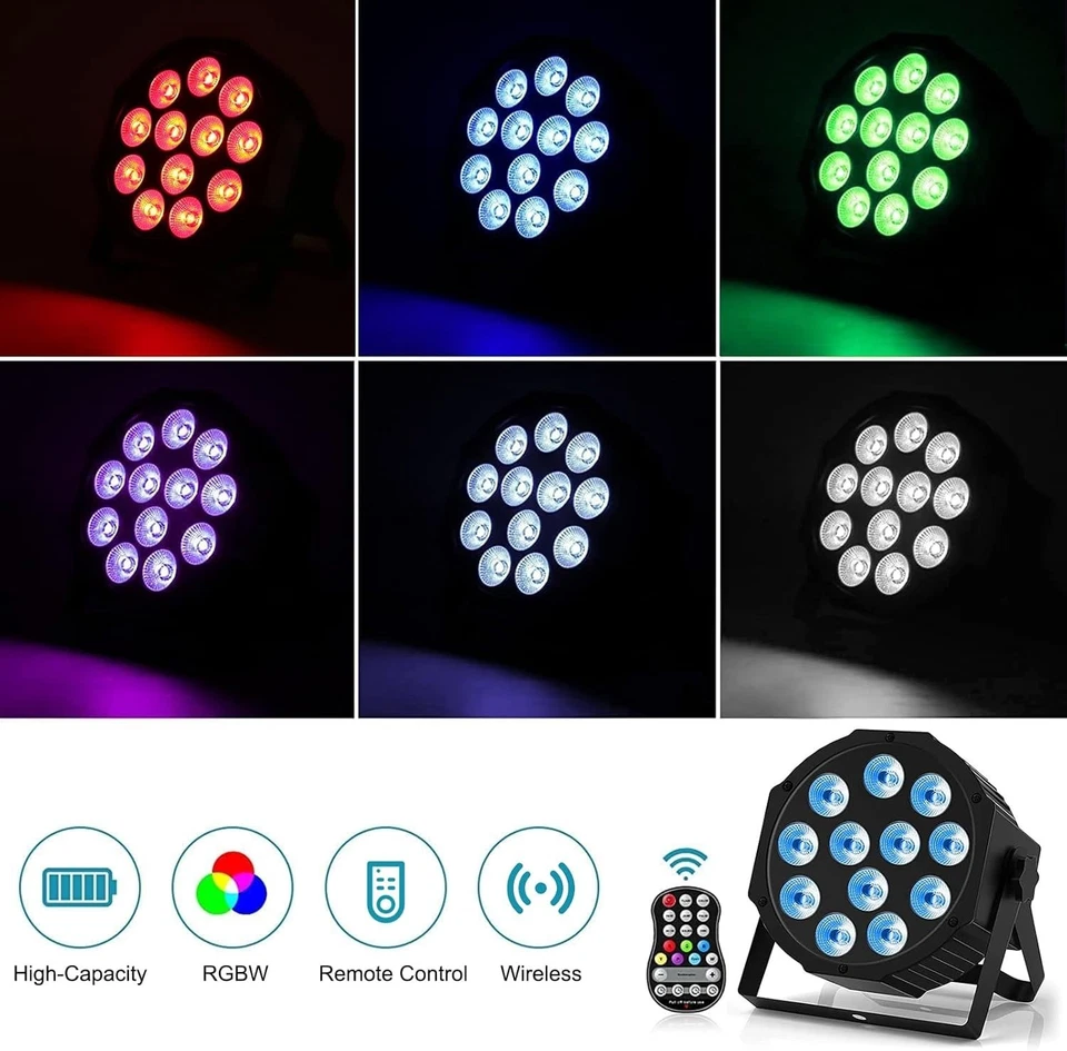 Rechargeable Par Lights RGBW 4-in-1 LED Uplights Battery Powered Stage Lights... - Image 3 of 4