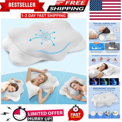 Ergo Pillow for Sleep Apnea, Neck Pain, and Snoring Relief, Orthopedic,Standard