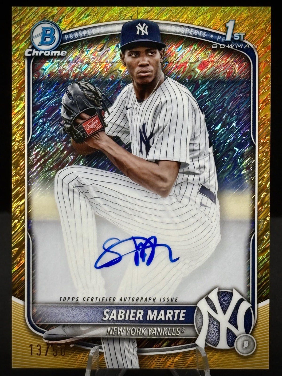 2025 Bowman Chrome - Sabier Marte - 1st Bowman Gold Shimmer Auto /50 - Yankees