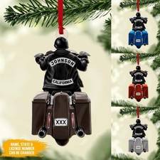 Personalized Biker Man Motorcycle Ornament, Motorcycle Ornament Decor